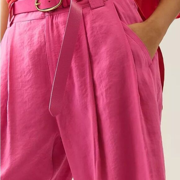 By Anthropologie | Cropped Pleated Trousers Pink Pants - Picture 4 of 11